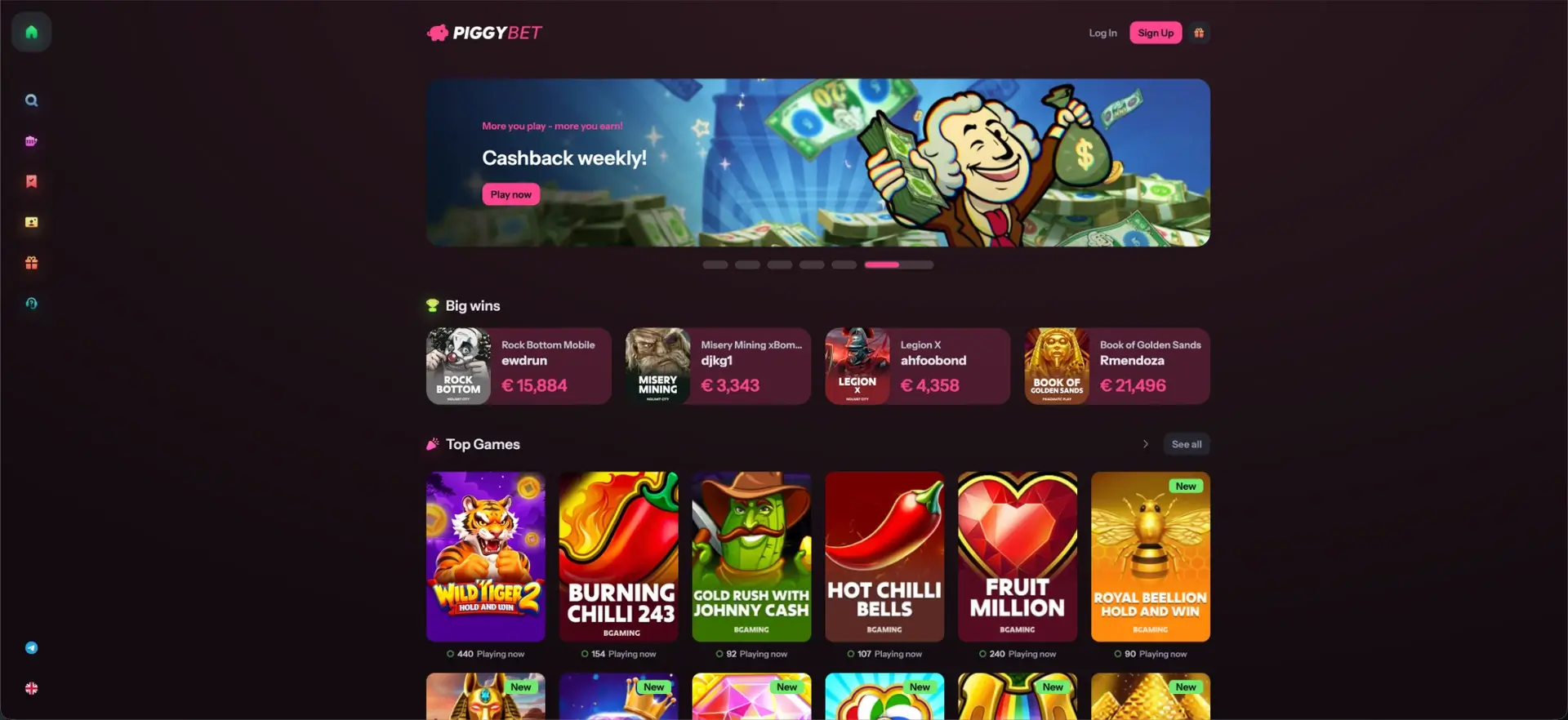 Aperçu PiggyBet : rangs de cashback et promotions permanentes